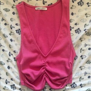 Zara Fuchsia Ruched Tank Top